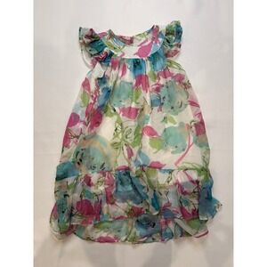 Isobella & Chloe Floral Chiffon Dress Kids 4 Multi Color Excellent Ruffle Tiered